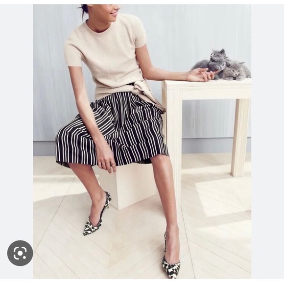 J. Crew long maxi black cream stripe skirt - Picture 1 of 5